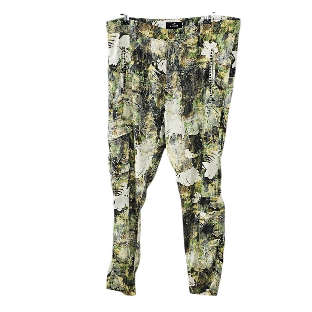 Masons Italy Womens Asia Snake Camouflage Cargo Pants, Lyocell, Studded 44, US 8
